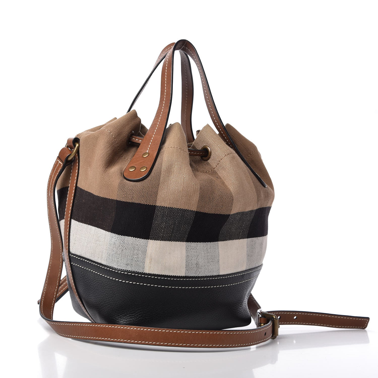 Burberry Canvas Check Grainy Calfskin Heston Crossbody Black 4 of 9