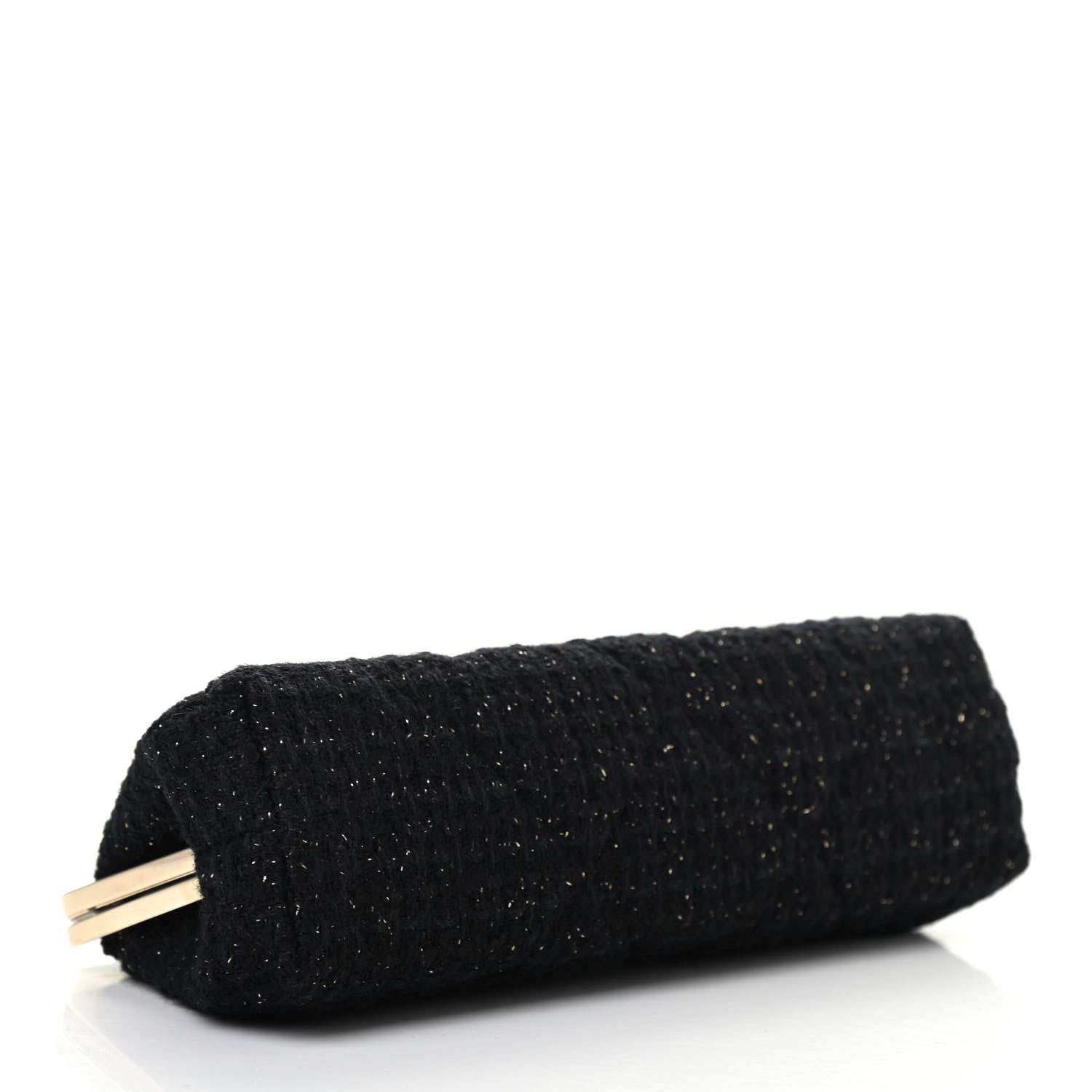 Chanel Tweed Quilted Kiss Lock Clutch Black 4 of 8