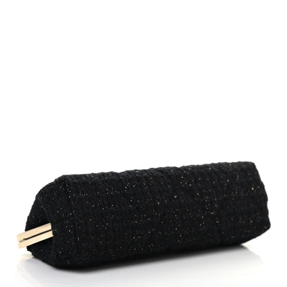 Chanel Tweed Quilted Kiss Lock Clutch Black 4 of 8