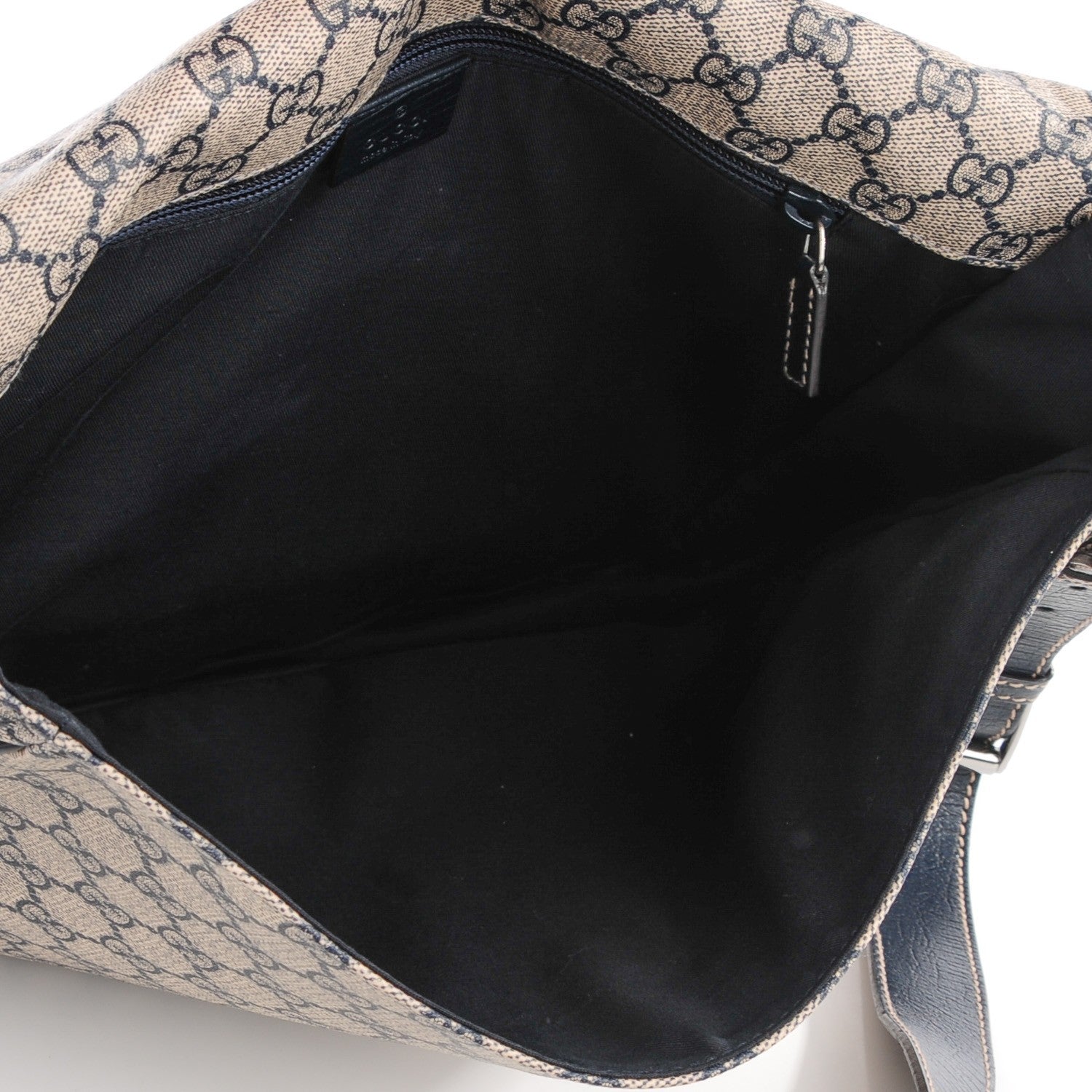 Gucci GG Plus Monogram Vintage Web Large Flap Messenger Bag Beige Navy Blue 5 of 7
