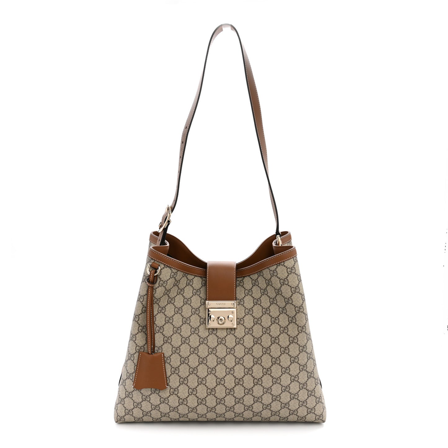 GG Icon Monogram Padlock Shoulder Bag Beige Dark Brown