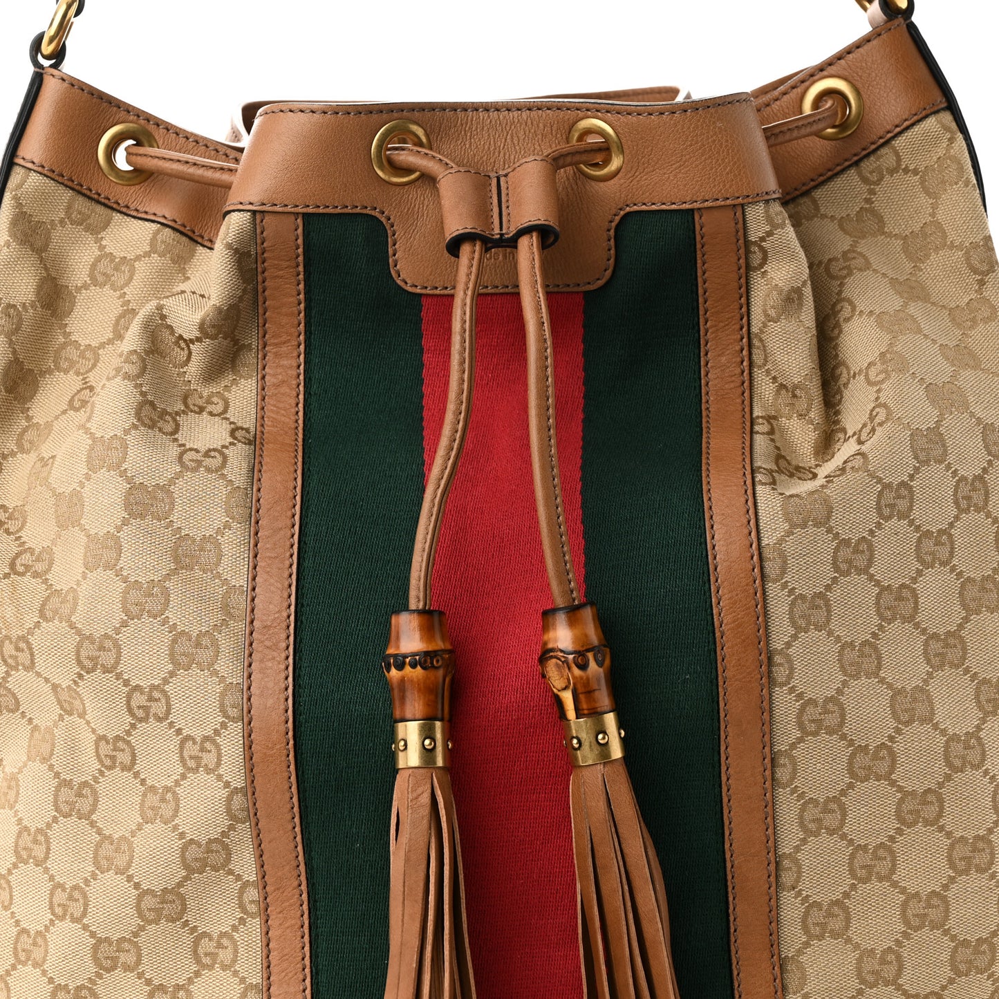 Monogram Web Rania Drawstring Shoulder Bag Sand