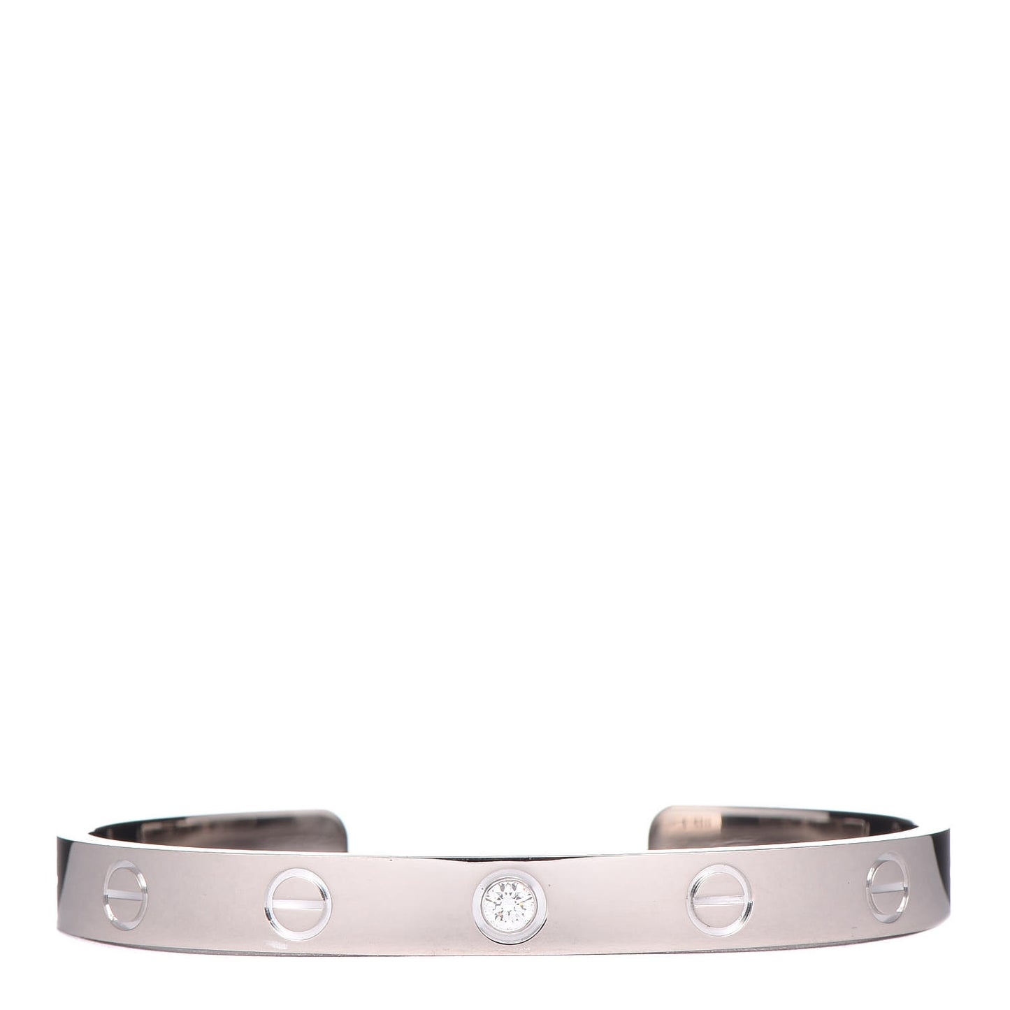 18K White Gold 1 Diamond LOVE Cuff Bracelet 16