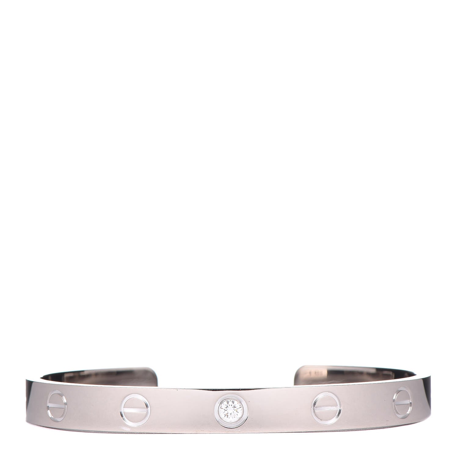 Cartier 18K White Gold 1 Diamond LOVE Cuff Bracelet 16 1 of 4