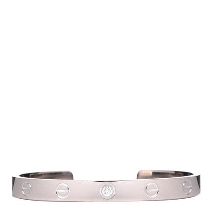 Cartier 18K White Gold 1 Diamond LOVE Cuff Bracelet 16 1 of 4