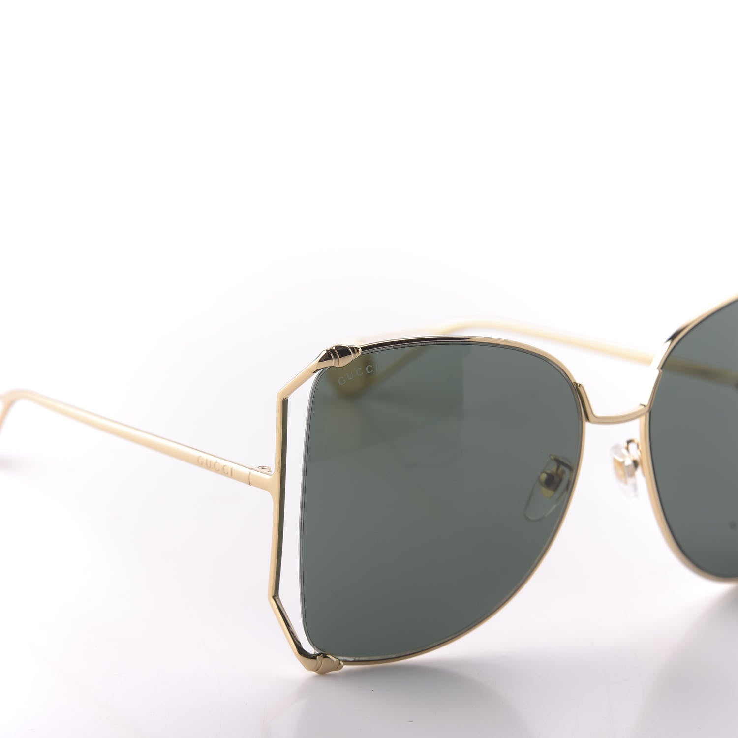 Gucci Oversized Round Sunglasses GG0252S Gold 7 of 9