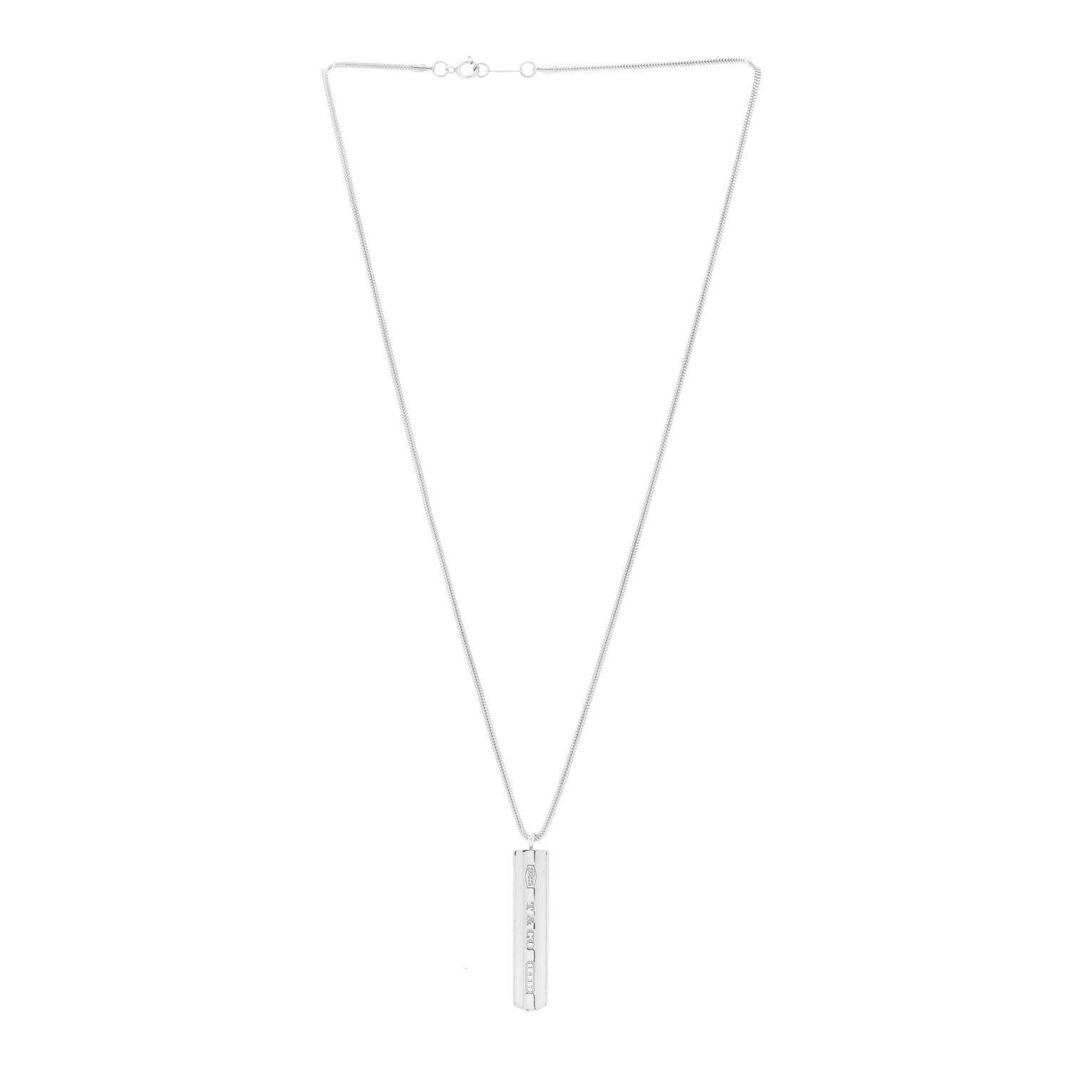 Tiffany Sterling Silver 1837 Bar Pendant Necklace 3 of 6