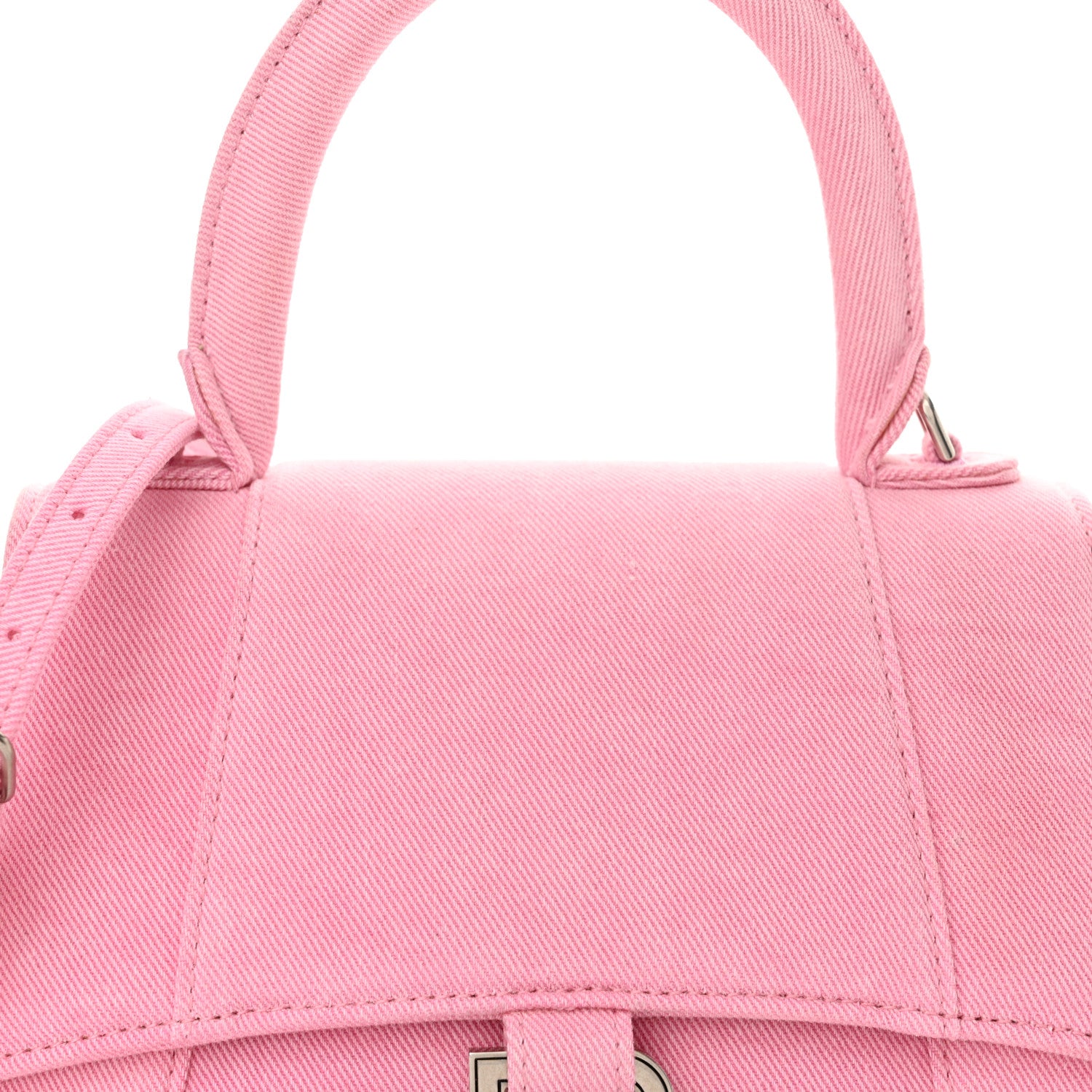 Balenciaga Nappa Denim Printed Small Hourglass Top Handle Bag Denim Pink 9 of 13