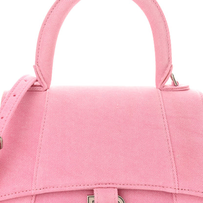 Balenciaga Nappa Denim Printed Small Hourglass Top Handle Bag Denim Pink 9 of 13