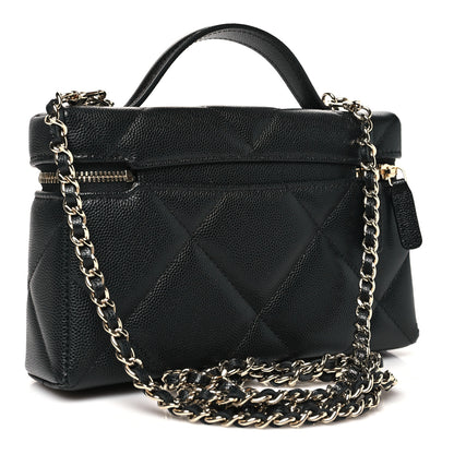 Chanel Caviar Quilted Top Handle Slim Vanity With Chain Black 3 of 11