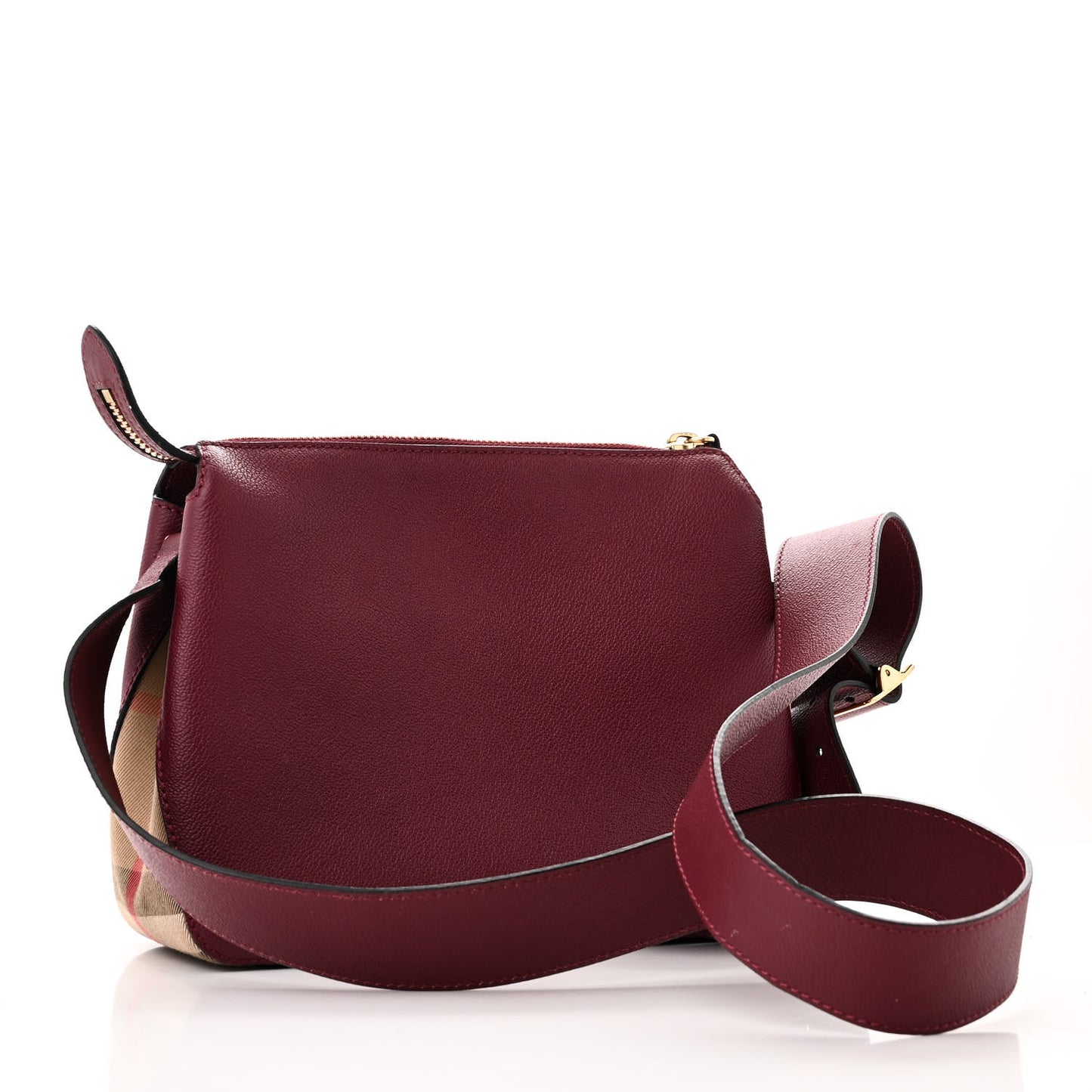 Soft Grain Calfskin House Check Small Helmsley Crossbody Dark Plum