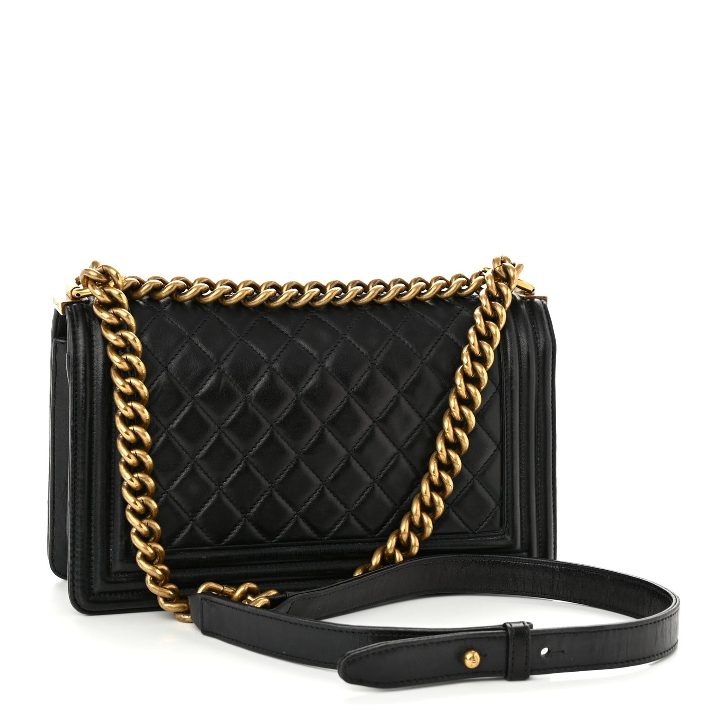 Calfskin Quilted Medium Boy Flap Black