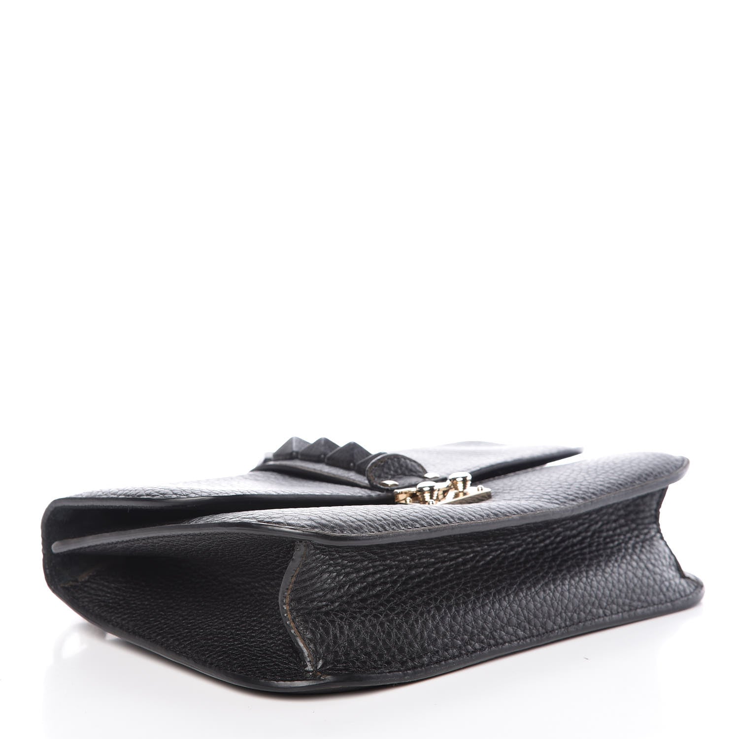 Valentino Garavani Pebbled Calfskin Medium Glam Lock Rockstud Flap Black 5 of 12