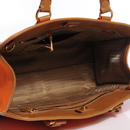 Prada Canapa Saffiano Shoulder Bag Papaya Caramel 6 of 10