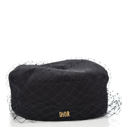 Christian Dior Cotton Canvas Arty Cap with Veil 57 Black 3 of 5