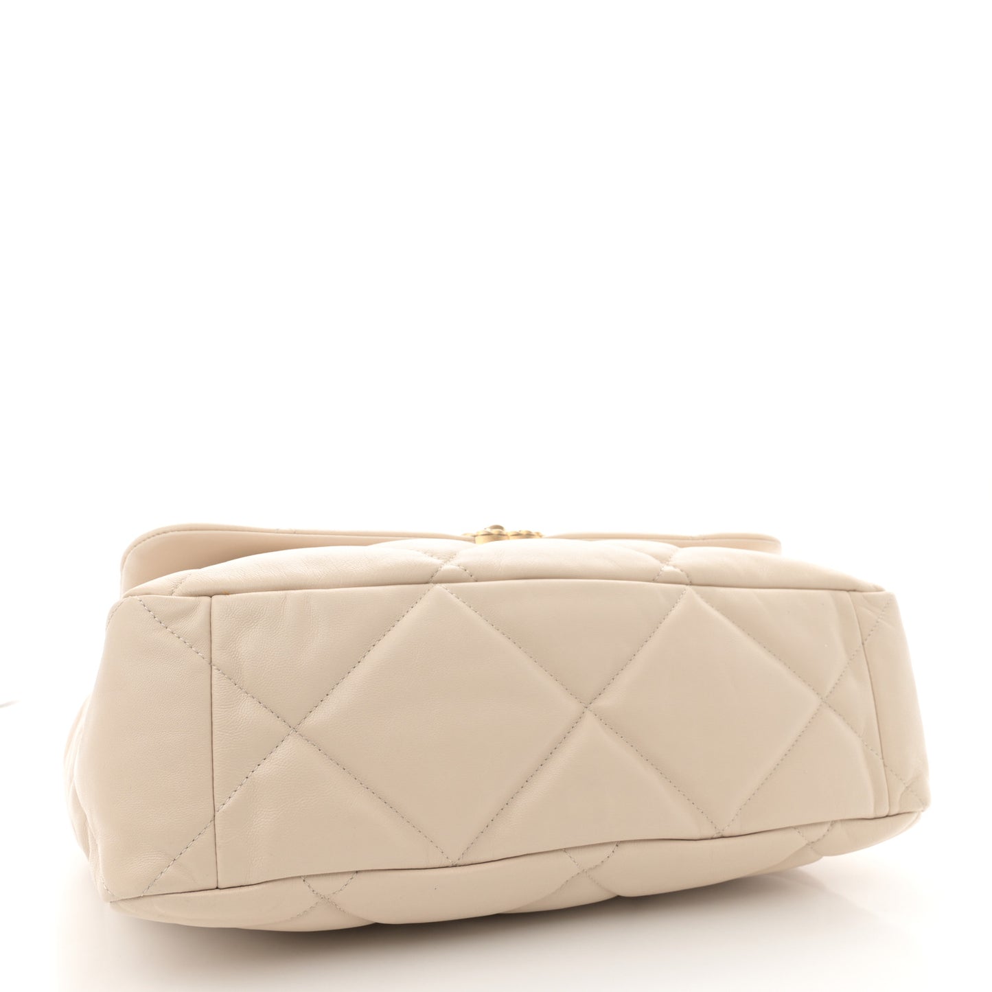 Lambskin Quilted Maxi Chanel 19 Flap Light Beige