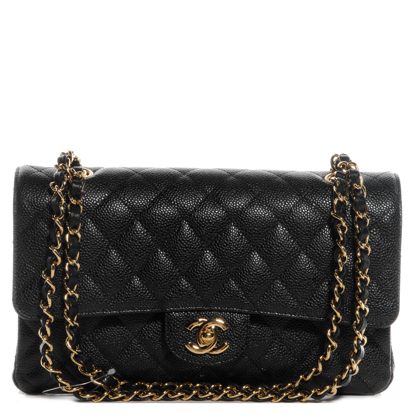 Caviar Quilted Medium Double Flap Black