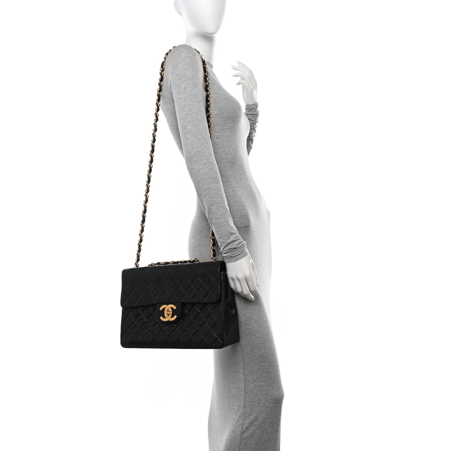 Chanel Lambskin Quilted XL Jumbo Single Flap Black 2 of 11