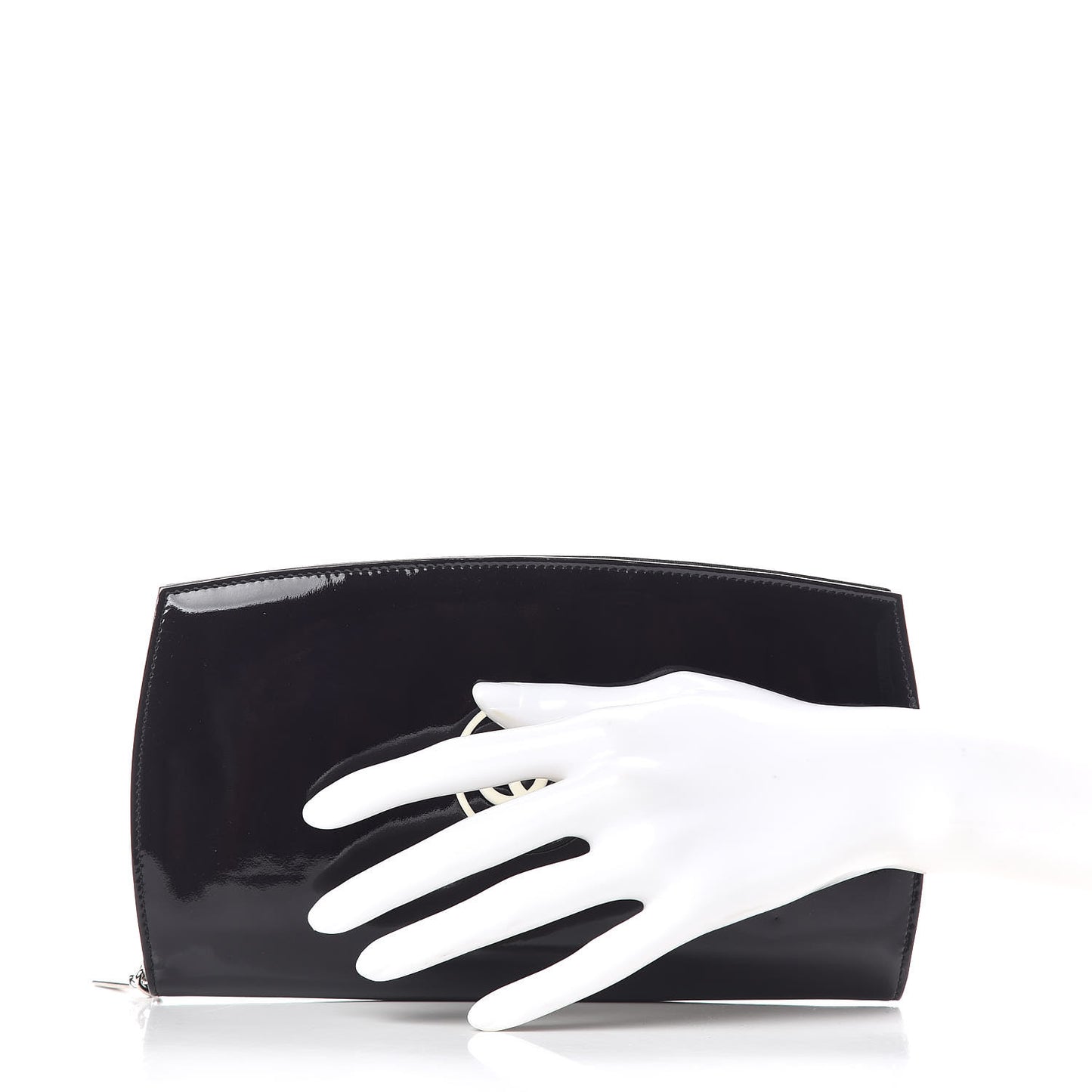 Patent Large CC Compact Zip Gusset Wallet Black