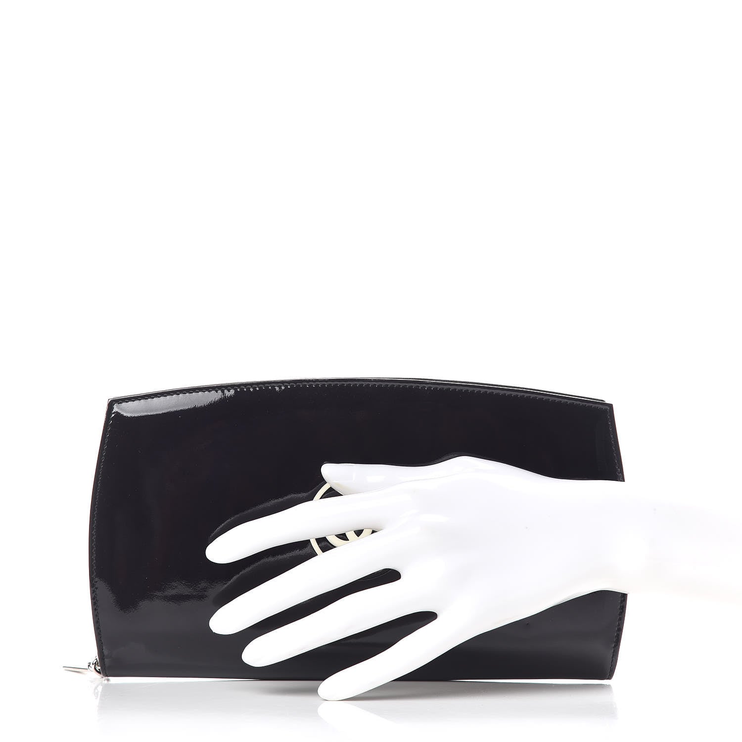 Chanel Patent Large CC Compact Zip Gusset Wallet Black 2 of 8