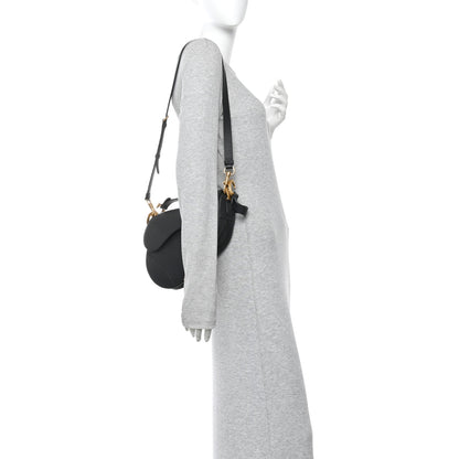 Christian Dior Grained Calfskin Saddle Bag With Strap Black 2 of 12