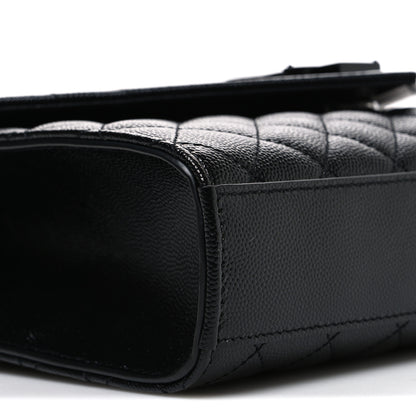 Saint Laurent Grain De Poudre Textured Mixed Matelasse Triquilt Medium Monogram Monochrome Satchel Black 9 of 10