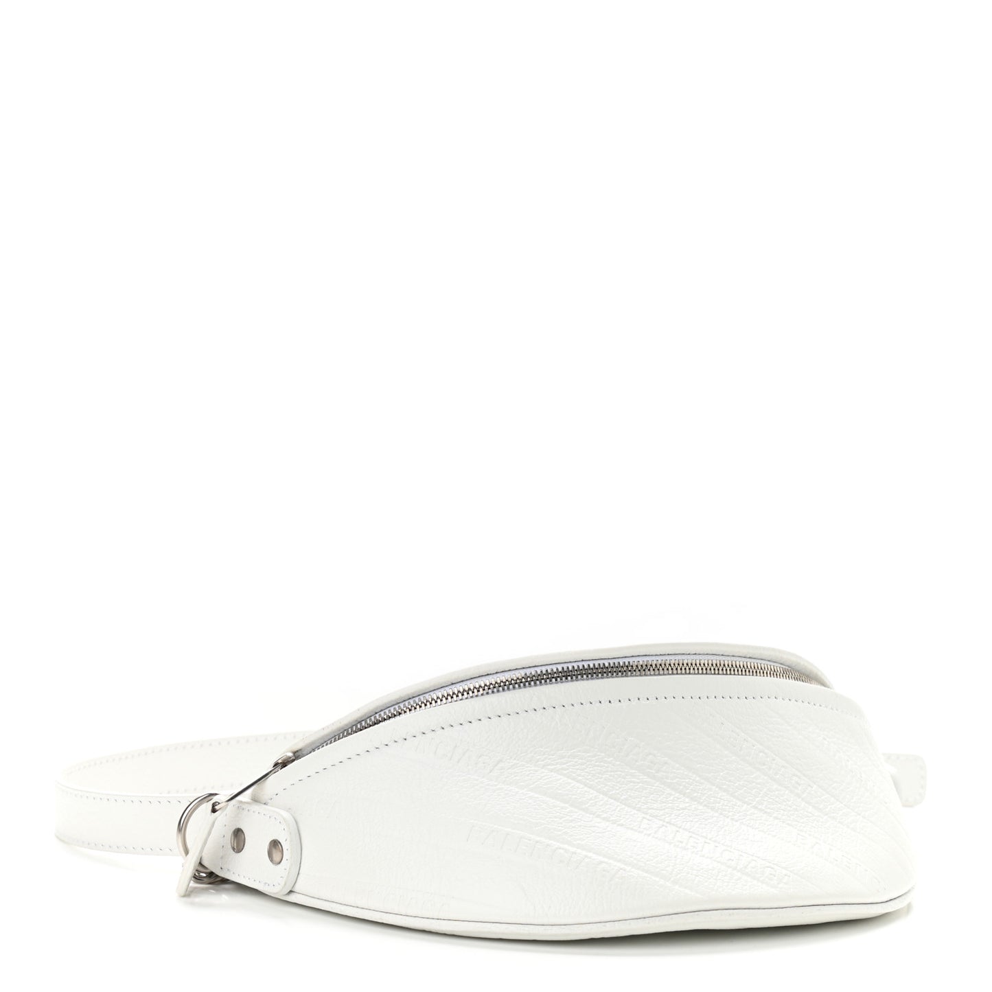 Shiny Goatskin Allover Logo Embossed XXS Souvenir Belt Bag White