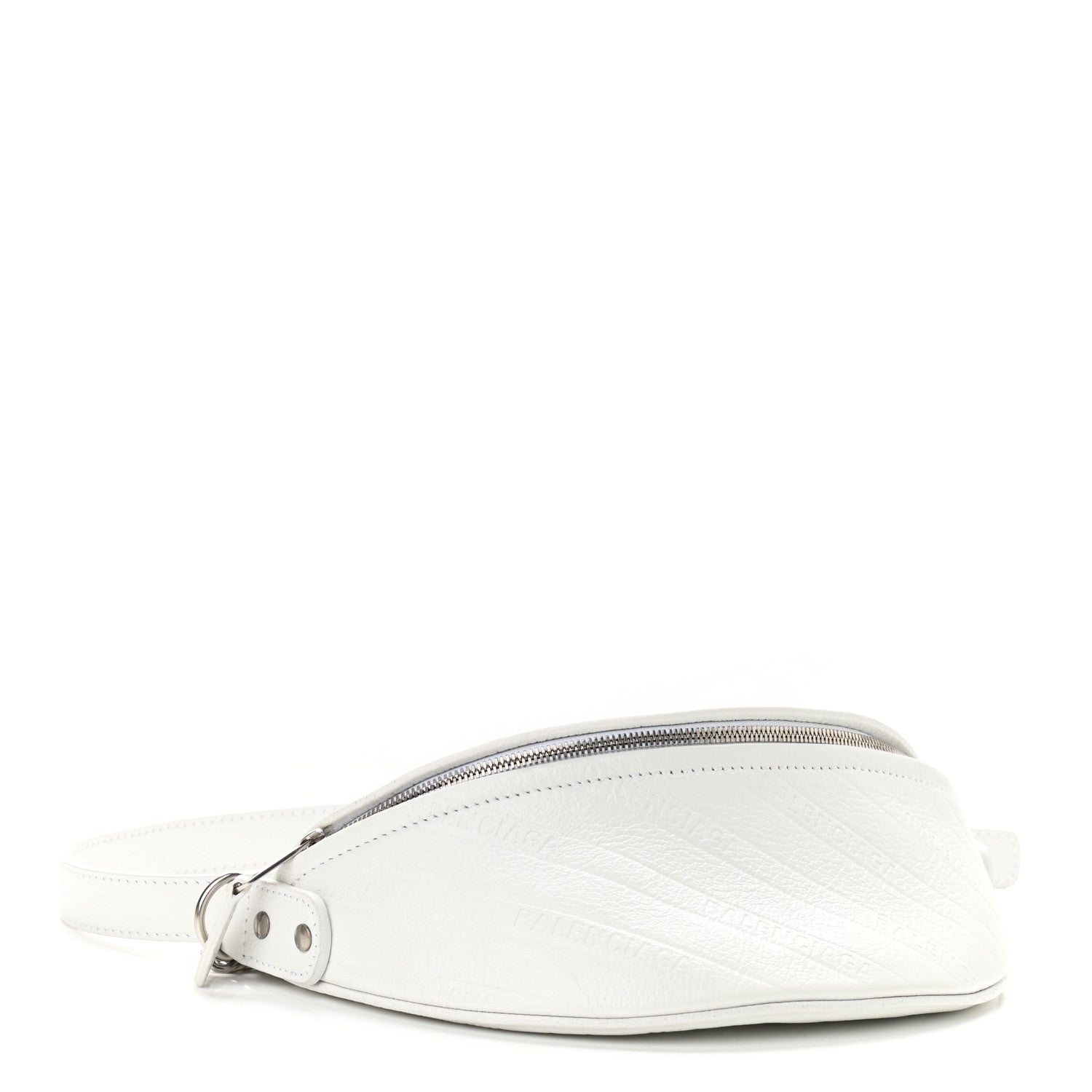 Balenciaga Shiny Goatskin Allover Logo Embossed XXS Souvenir Belt Bag White 3 of 9