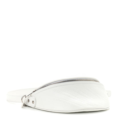 Balenciaga Shiny Goatskin Allover Logo Embossed XXS Souvenir Belt Bag White 3 of 9