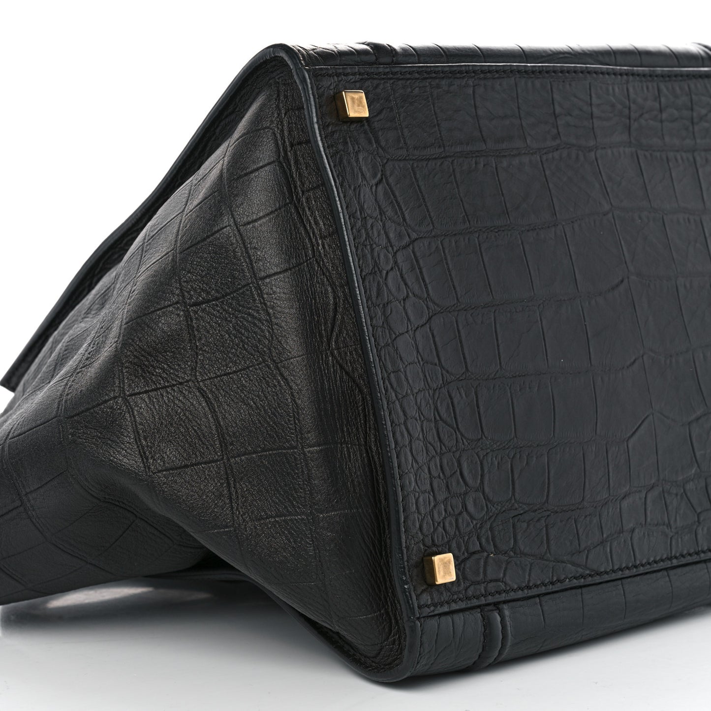 Crocodile Embossed Calfskin Medium Phantom Luggage Black