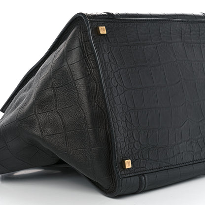 Celine Crocodile Embossed Calfskin Medium Phantom Luggage Black 9 of 12