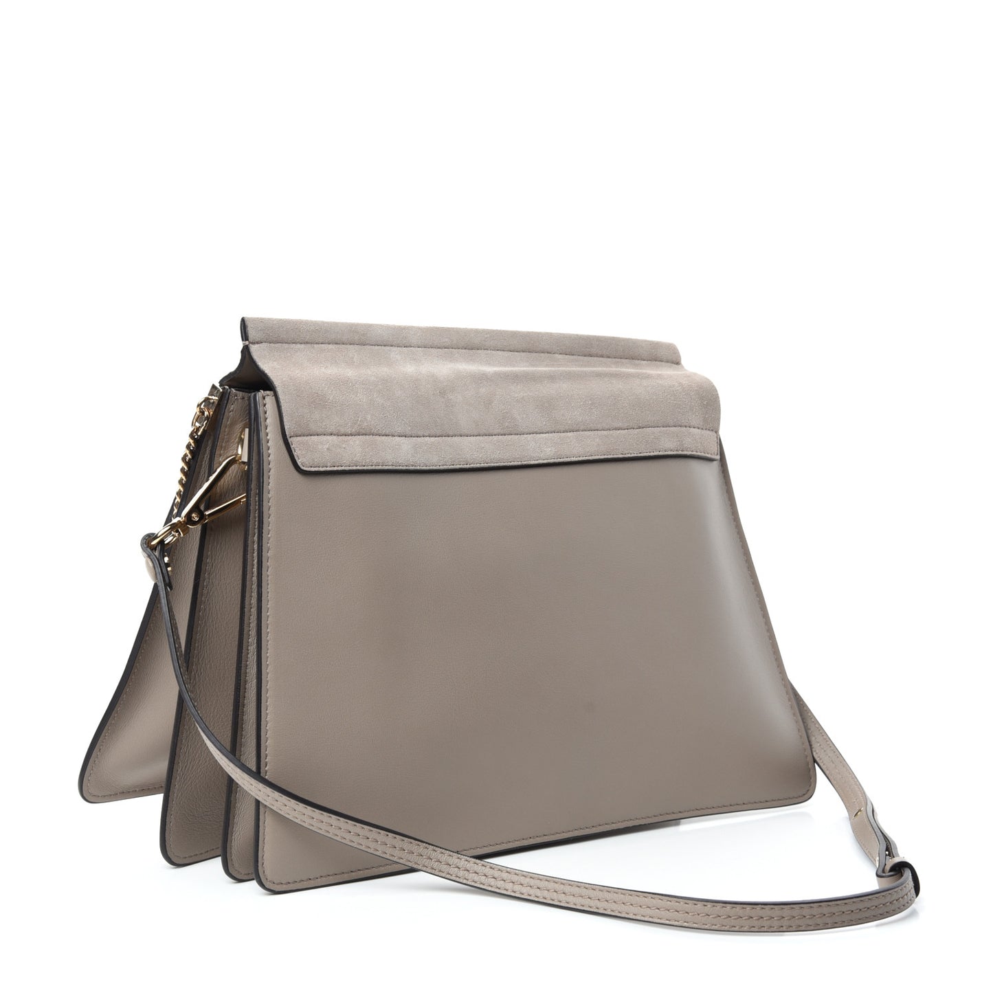 Calfskin Suede Medium Faye Shoulder Bag Motty Grey