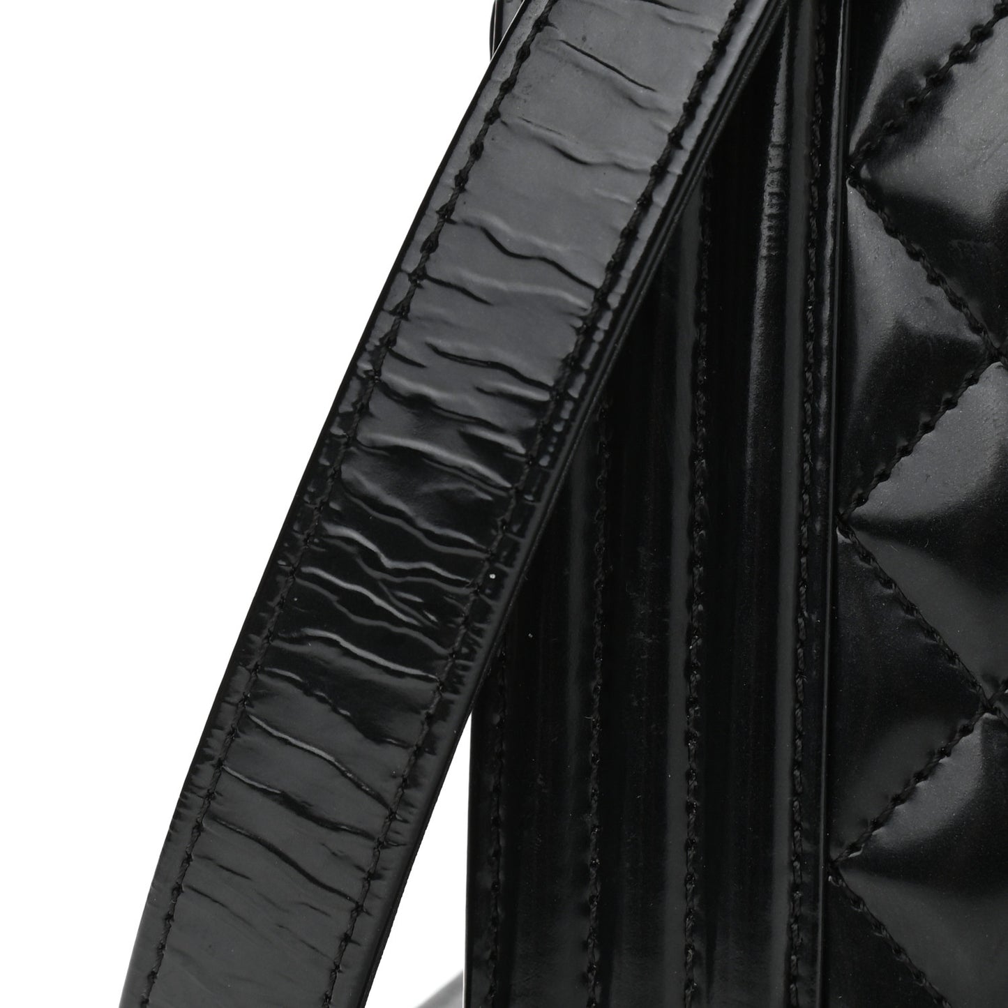 Patent Calfskin Quilted Medium Boy Flap Black