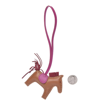Hermes Milo Lambskin Grigri Rodeo Horse Bag Charm PM Sesame Grenat Rose Poupre 2 of 2