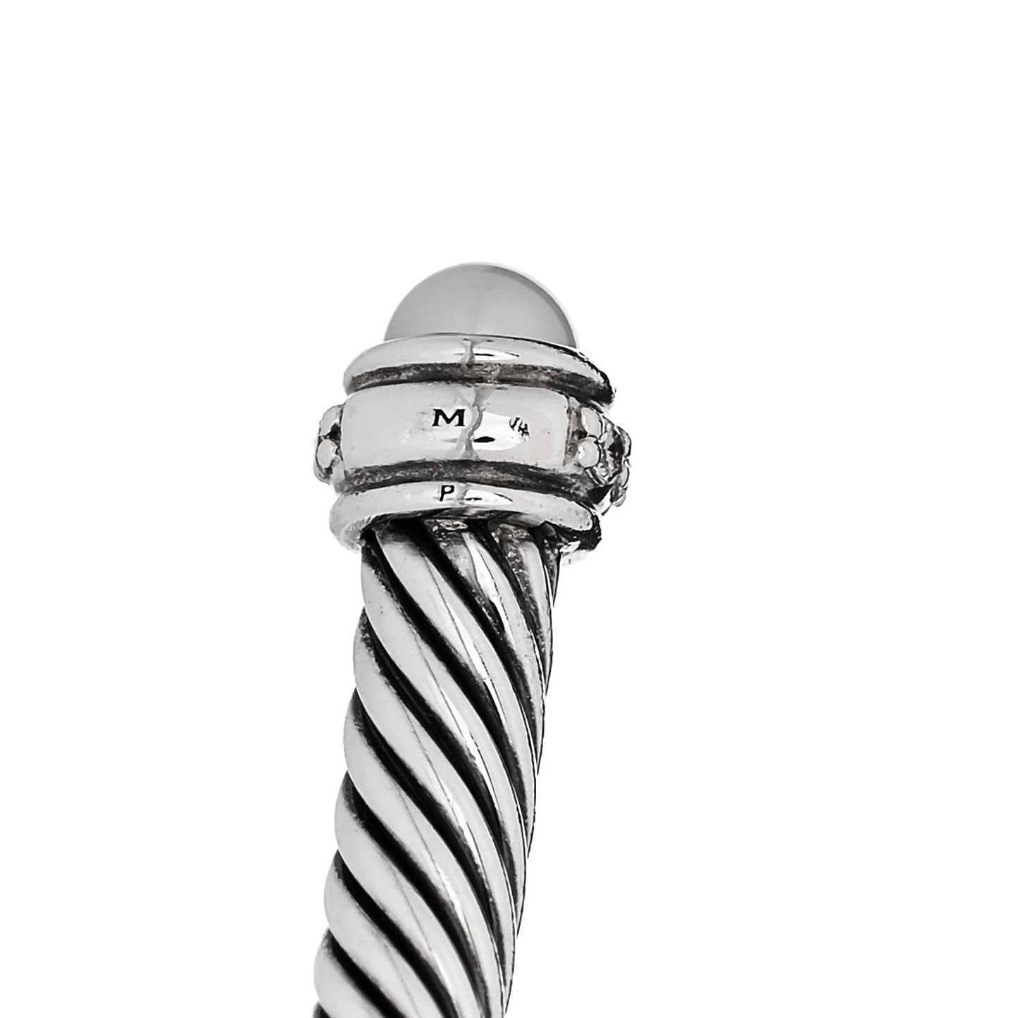 Sterling Silver Diamond Cultured Pearl 4mm Cable Classics Bracelet