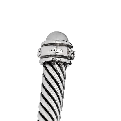 David Yurman Sterling Silver Diamond Cultured Pearl 4mm Cable Classics Bracelet 4 of 5
