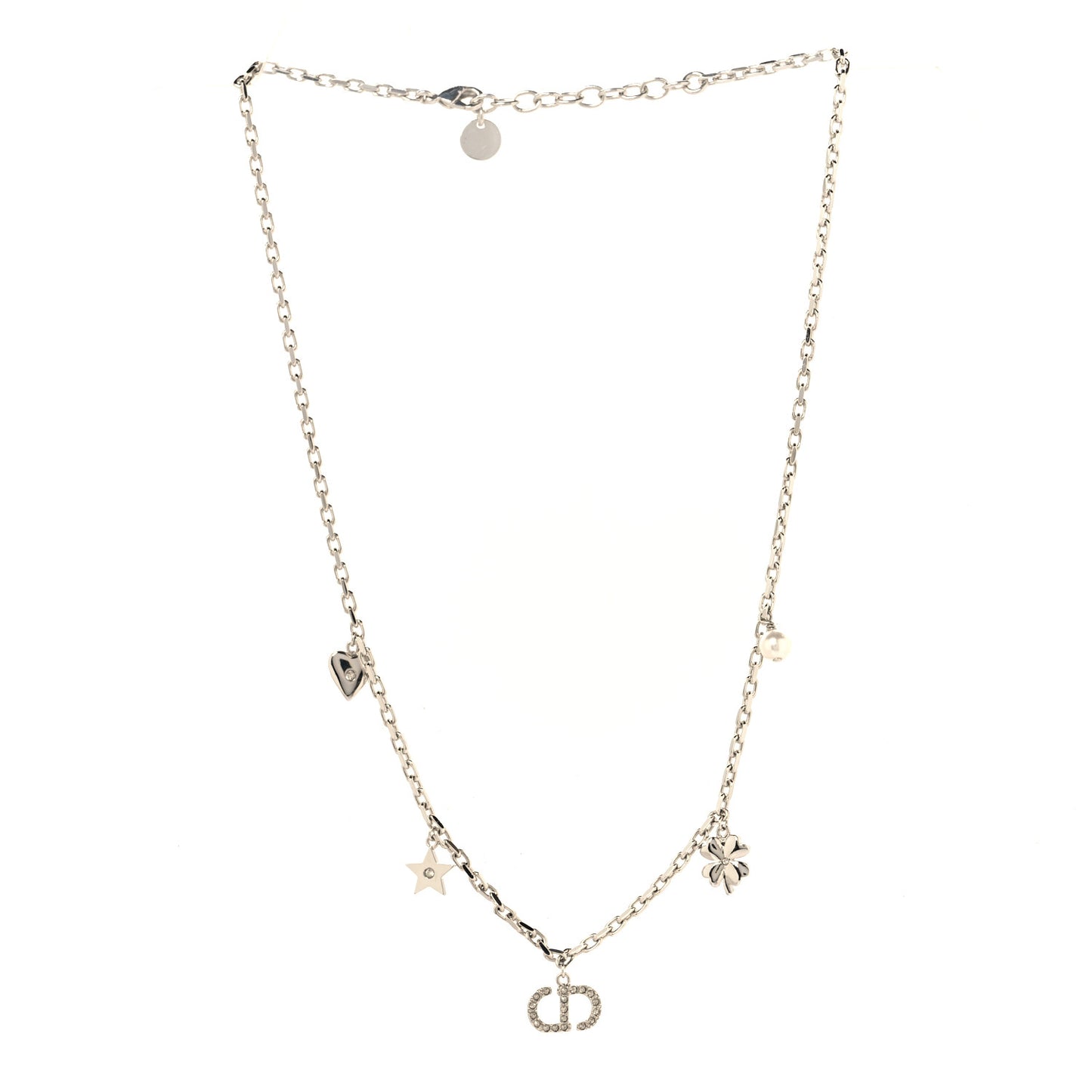 Crystal Petit CD Lucky Charms Necklace Silver