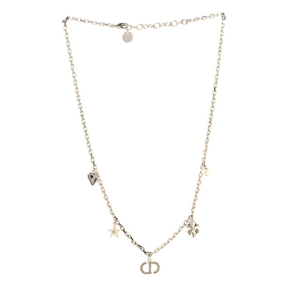 Christian Dior Crystal Petit CD Lucky Charms Necklace Silver 3 of 5