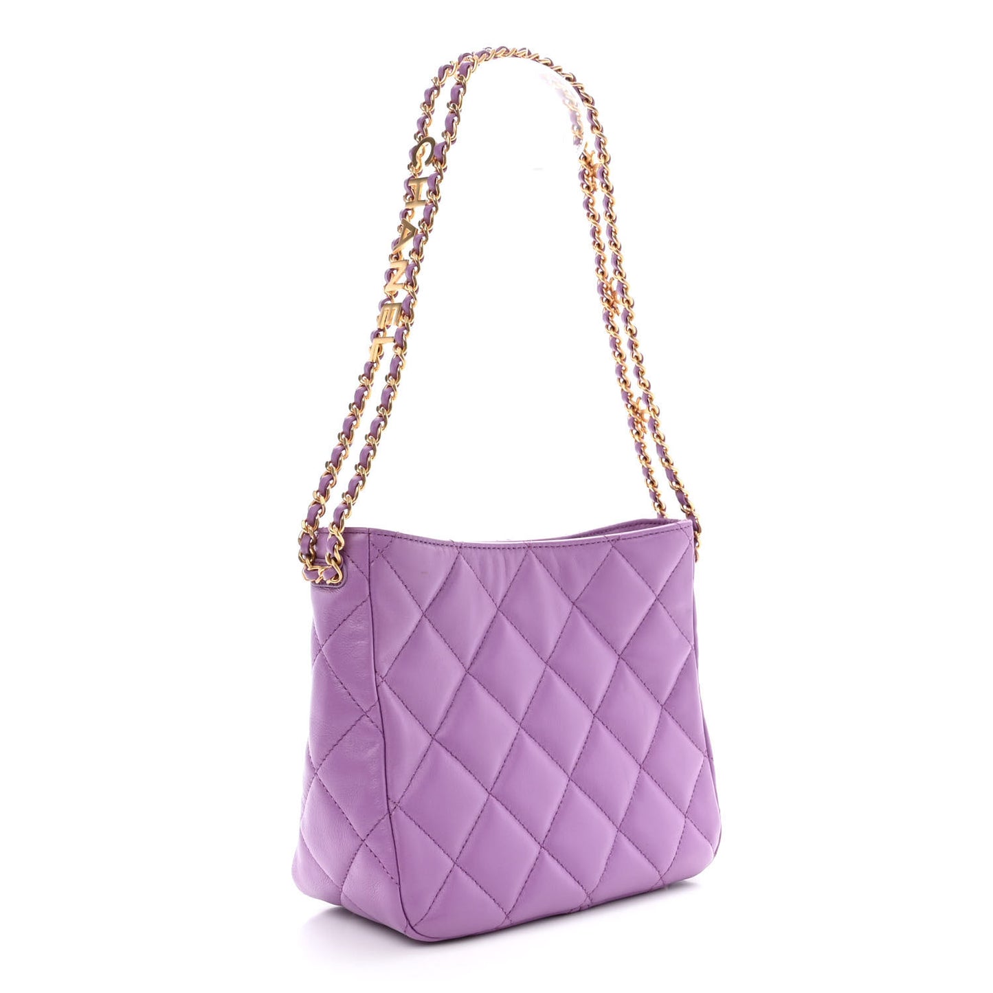 Lambskin Quilted Small Pick Me Up Hobo Purple
