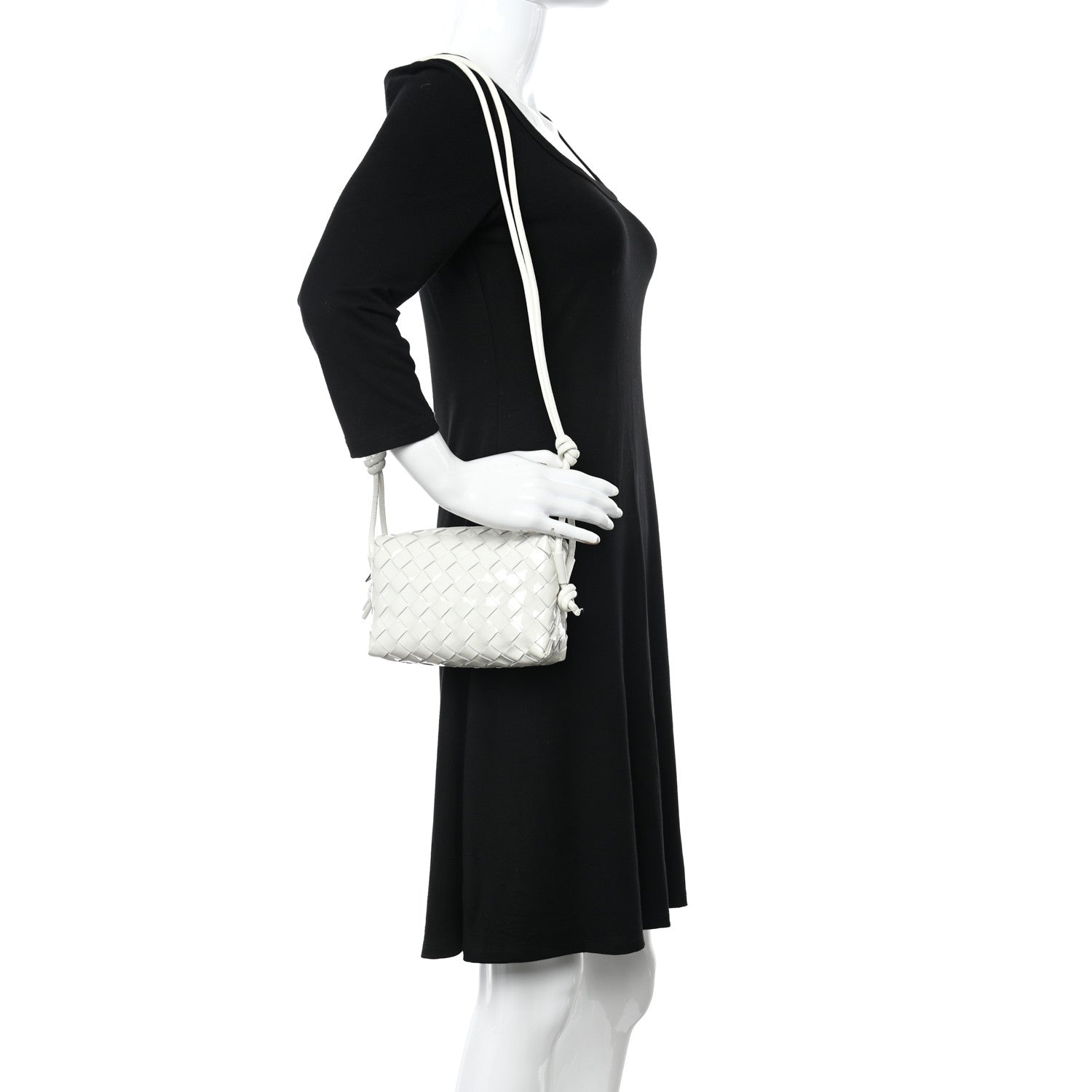 Bottega Veneta Patent Nappa Intrecciato Mini Loop Camera Bag White 2 of 10