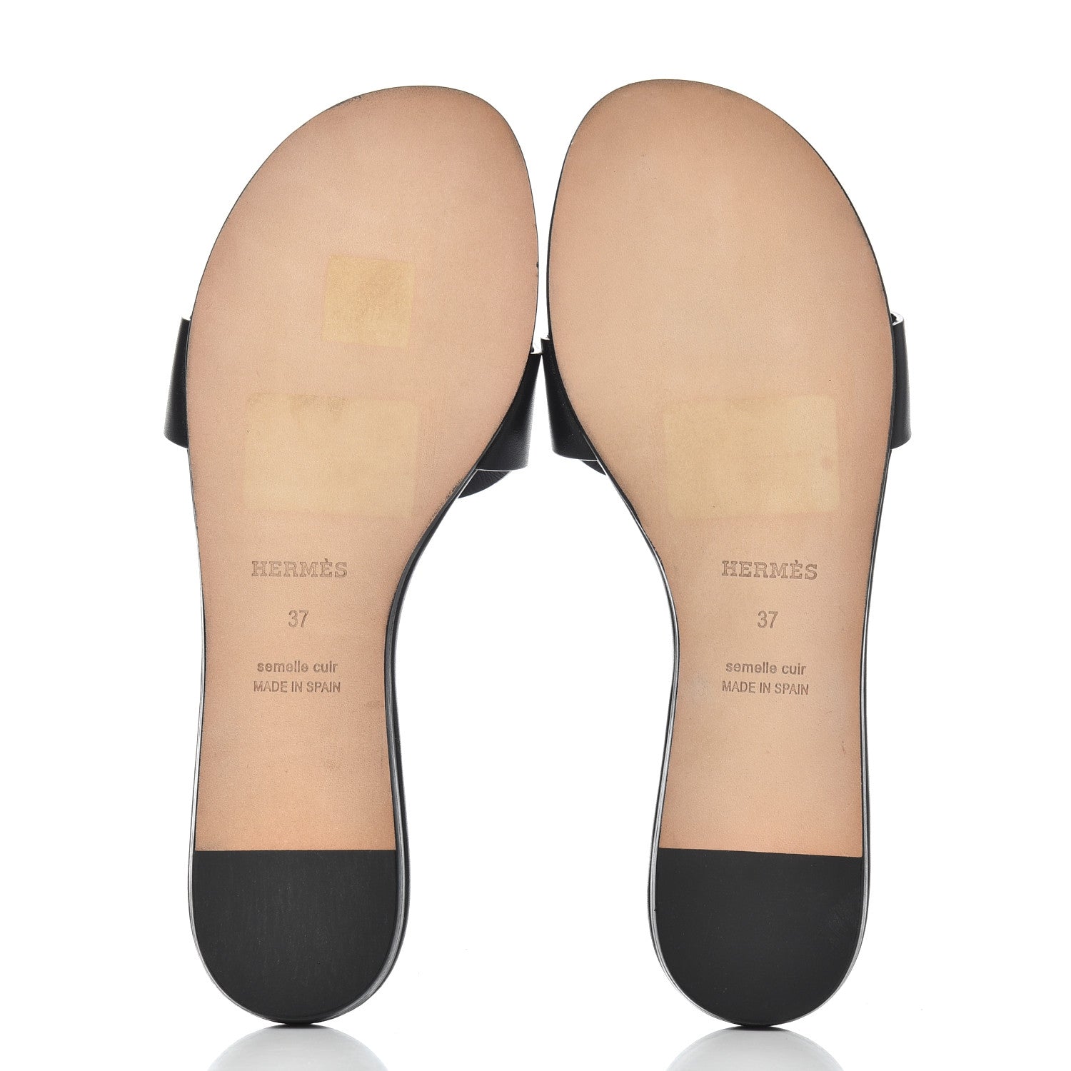 Hermes Calfskin Lisboa Sandals 37 Black 5 of 13