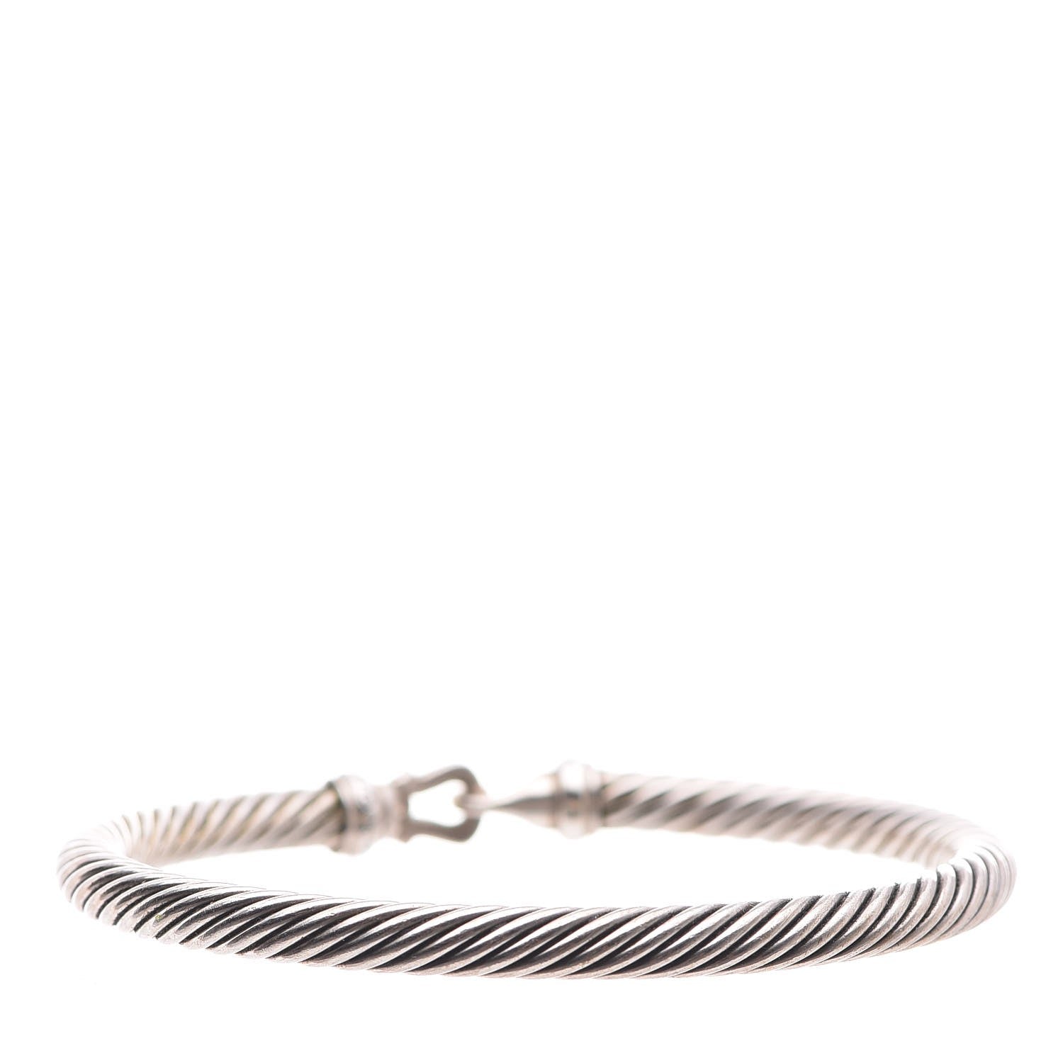 David Yurman Sterling Silver Diamond 5mm Cable Buckle Bracelet 3 of 5