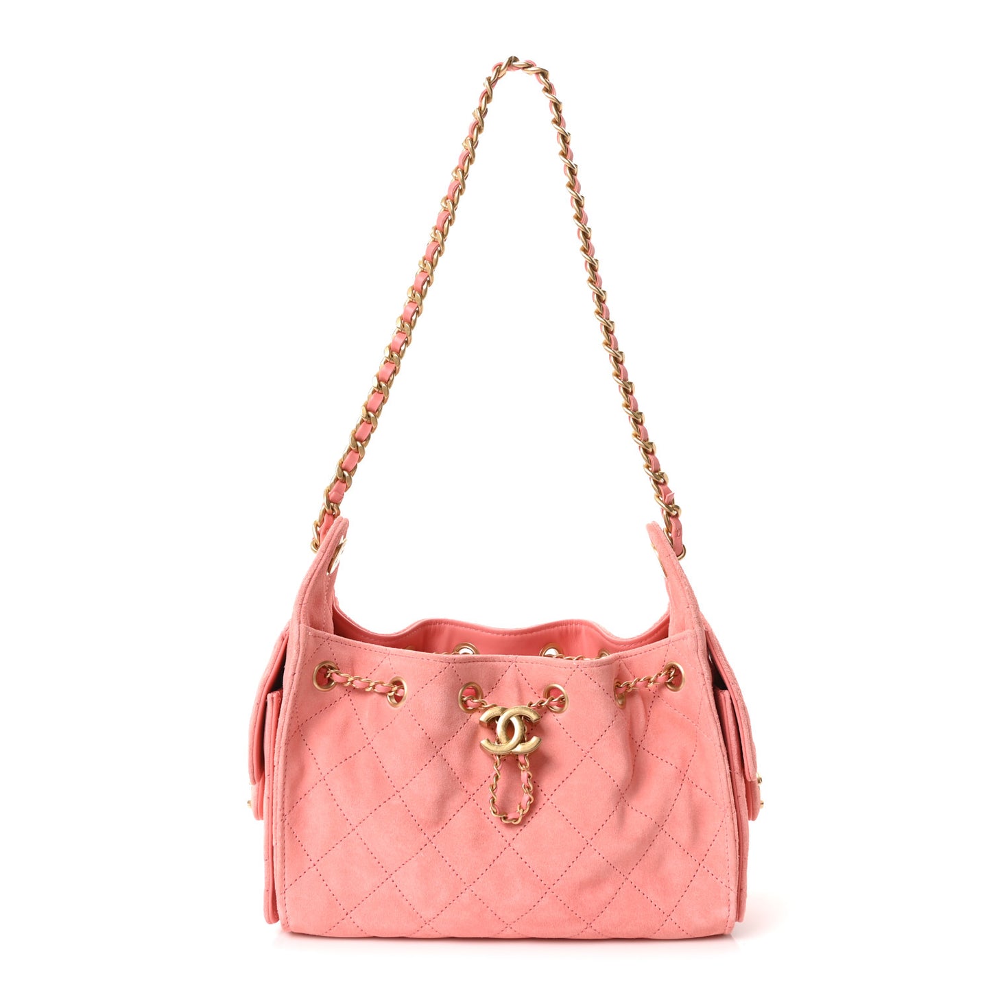 Suede Quilted Mini Chanel 25 Handbag Pink