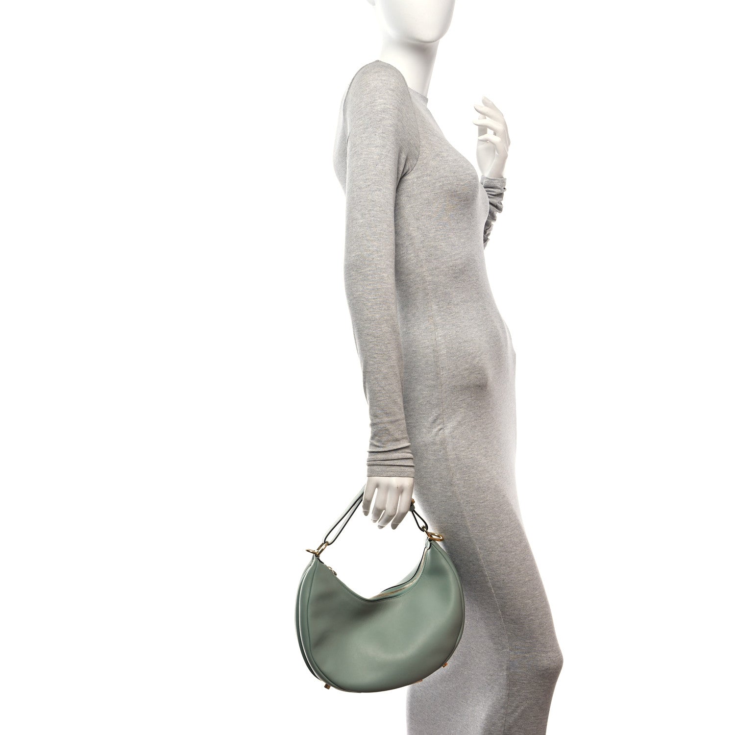 Fendi Vitello Grace Matte Small Fendigraphy Hobo Bag Menta 2 of 10