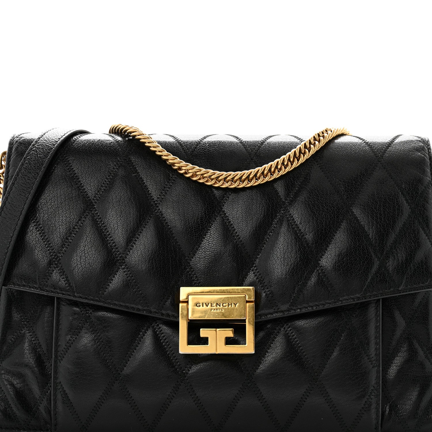 か*)様 CHANEL CELINE VALENTINO GIVENCHY まと Givenchy Goatskin Quilted Medium GV3 Shoulder Bag Black 1620586