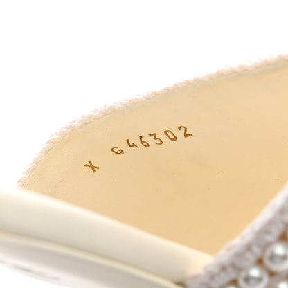 Chanel Pearl Crystal CC Mules Sandals 37.5 Ivory 8 of 8