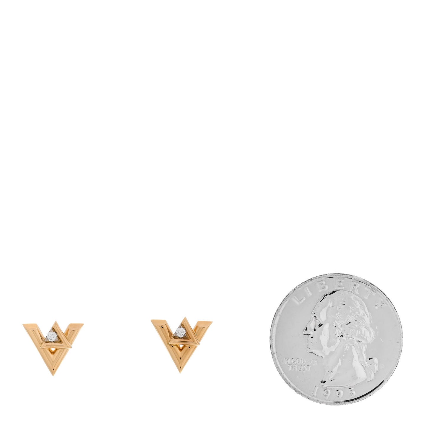18K Yellow Gold Diamond LV Volt Stud Earrings