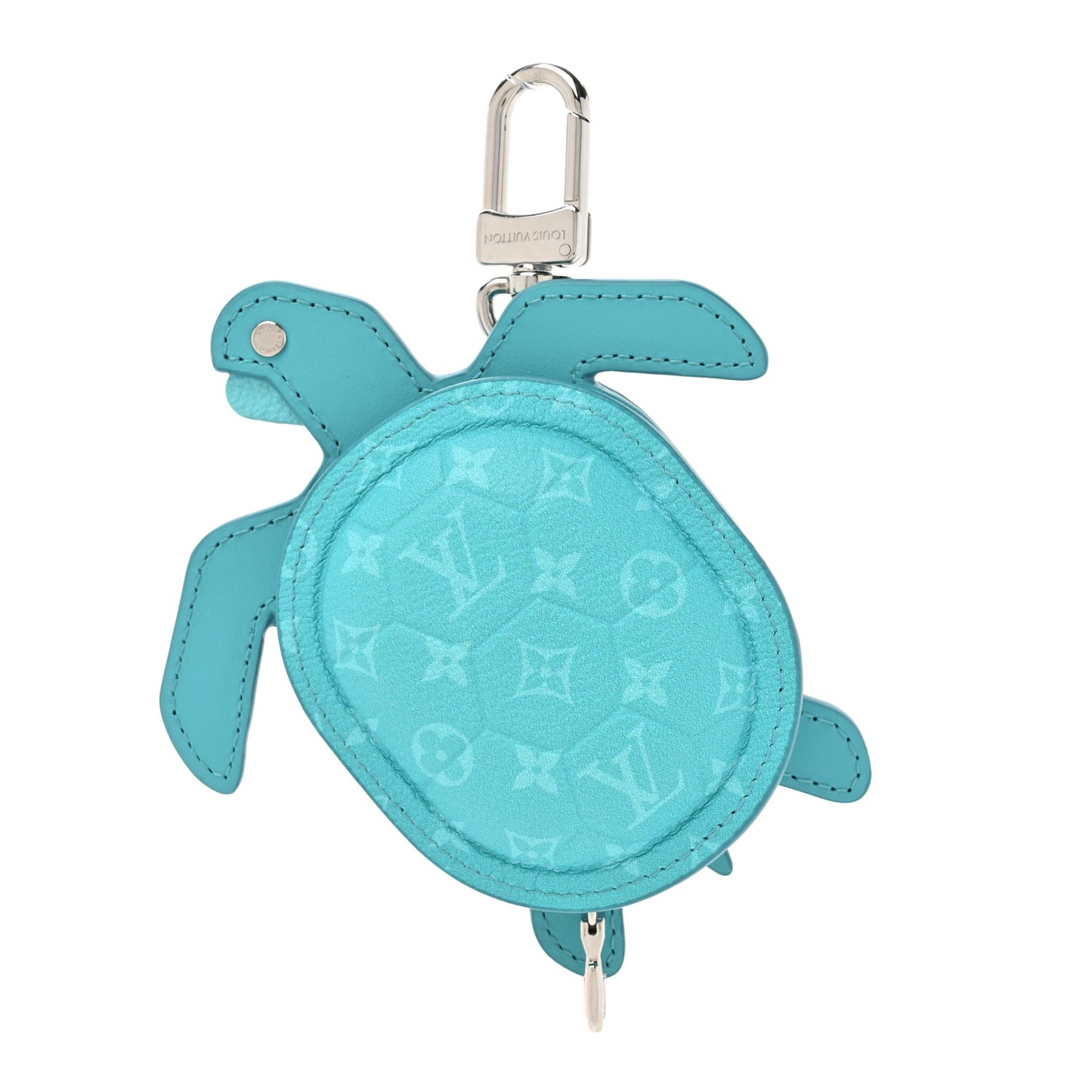 Monogram Calfskin Turtle Pouch Bag Charm Turquoise