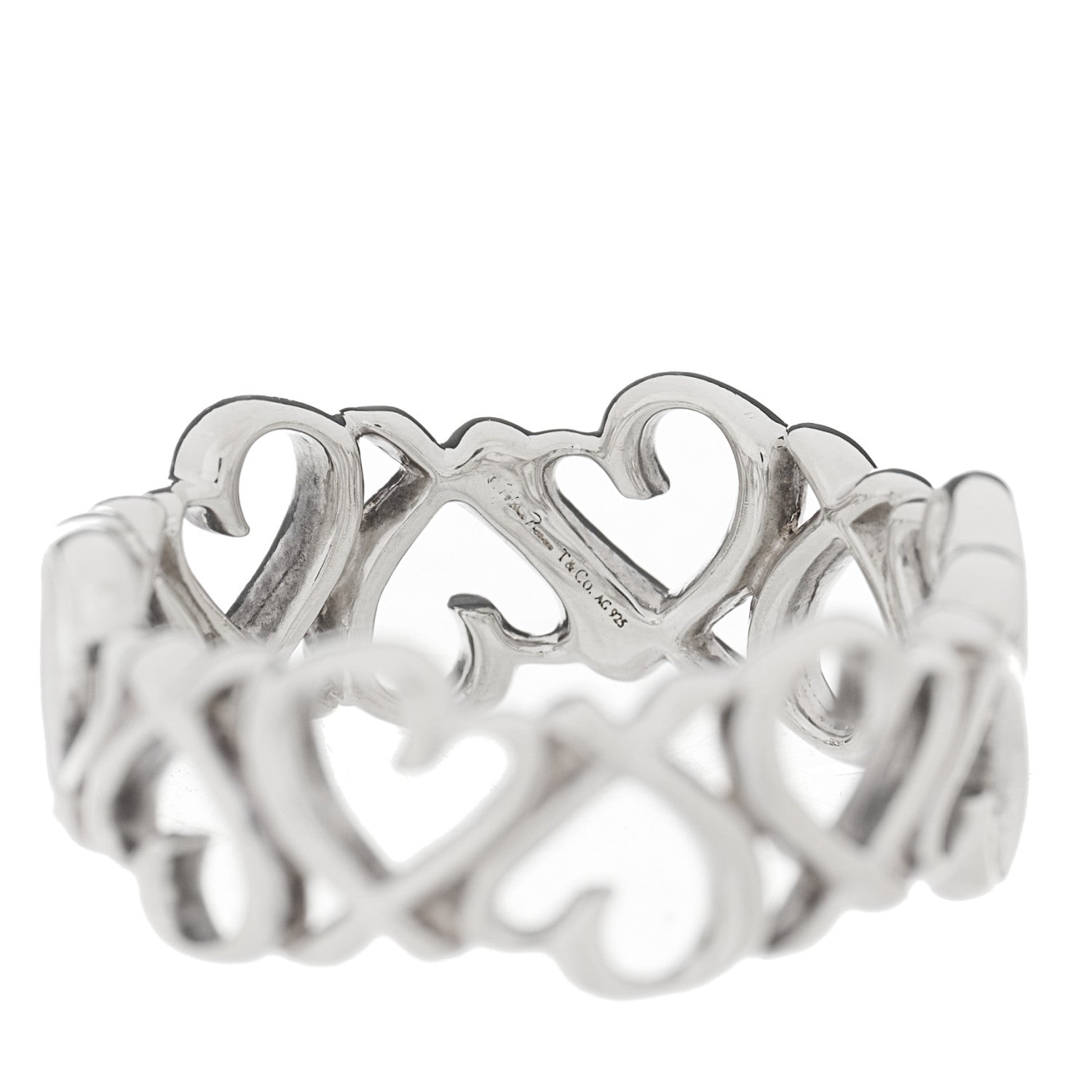 Tiffany Sterling Silver Paloma Picasso Loving Heart Band Ring 49 5 4 of 4
