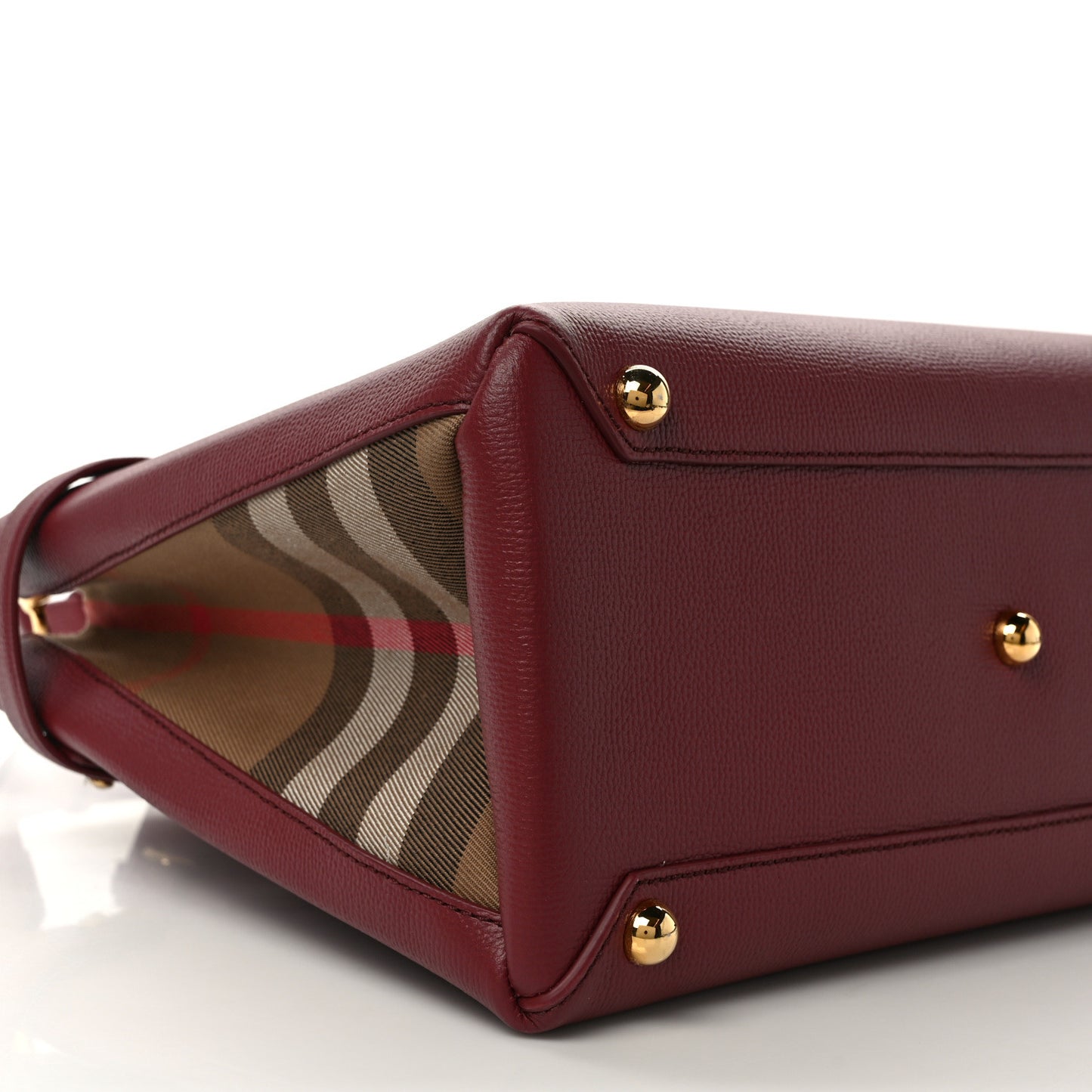Grainy Calfskin House Check Medium Banner Tote Mahogany Red